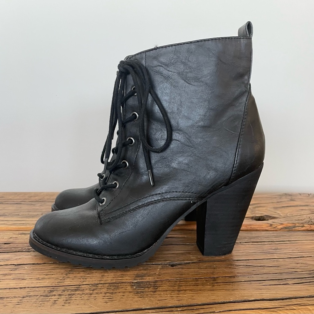 Black Faux Leather Boots